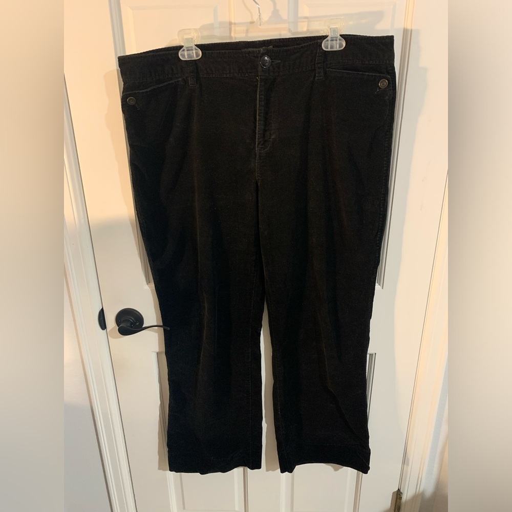 Eddie Bauer Black Mid rise straight cut Corduroy pants non-stretchy size 16